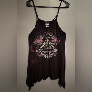 Women’s Rhinestone embellished and studded Harley-Davidson tank.